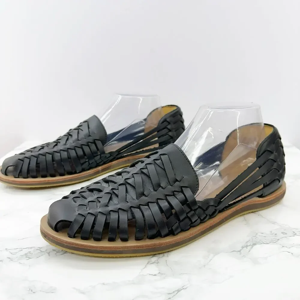 Nisolo Men’s 9.5 Huarache Sandal Black Leather‎ Water Resistant Sandals